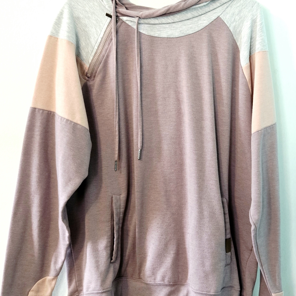 Maurices Pink and Gray Colorblock Hoodie